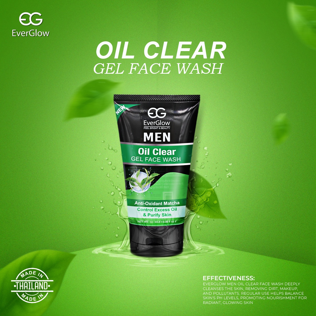 Everglow Oil Clear Men Face Wash Gel | 50 ml