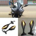 Body Kit Looking Glass with LED Indicator Light For Motorcycle. Carbon Fiber Rear View Mirror For Motorcycle. 