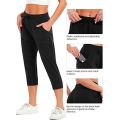 Women's Sweatpants Capri Length Drawstring Waist with Side Pockets Cropped Jogger Running Pant.