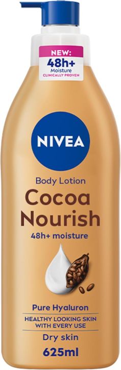 Nivea Cocoa Nourish Body Lotion 625ml - 48h+ Moisture for Dry Skin with Pure Hyaluron