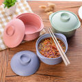 GC Wheat Straw Household Bowl Anti-scalding Anti-overflow Bowl With Lid Tableware For Food Soup Salad Noodles. 
