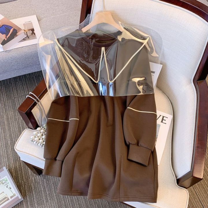 %E3%80%90Limited%20edition%E3%80%91%20Extra%20Large%20Size%20for%20Fat%20300%20Jin%20French%20Retro%20Large%20Lapel%20Girl's%20Dress%20Women's%20Autumn%20and%20Winter%20Fleece-lined%20Thickened%20Chic%20Sweater%20Dress%20-%20Image%203