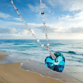 Blue Sea Heart Necklace Fashion Personality Women Pendant.