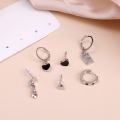 6 Pcs/Set Asymmetric Dangle Earrings Love Heart Circle Stud Earrings Y2K Ear Jewelry Accessories Irregular Simple INS Style Geometric Shape Piercing for Ears Party for Women. 