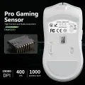 Delux M800 PRO PAW3370 White Wireless Gaming Mouse Wired Programmable Ergonomic Mice Type C Rechargeable For Windows Mac. 