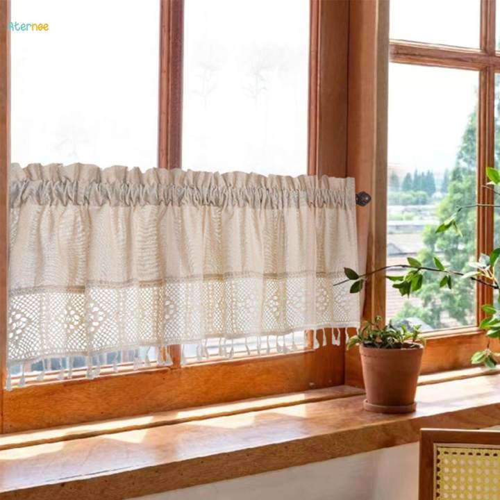 Farmhouse Valance Windows Short Curtain for Bedroom Kitchen Decoration 150cmx60cm