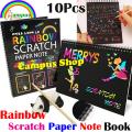 Rainbow Scratch Paper Note Book & Scratch Paper Black Diy Drawing Toys Scraping Painting Kid Doodle. 