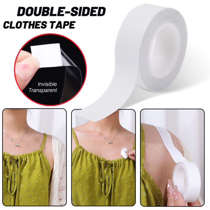 1/2Rolls Waterproof Dress Cloth Tape Double-sided Self Adhesive Breast Bra Strip Safe Transparent Clear Lingerie Tape