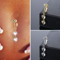 1Pc Belly Button Ring Belly Piercing Two Crystal Heart Clip On Umbilical Non Navel Pircing Cartilage Earring Clip. 