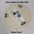 WARM WHITE Waterproof 112mm ROUND White 50W DIRECT AC 220V 50Watt LED Light Bulbs 96Pcs Warm White SMD LED Light Plate With MOV Integrated IC Driver. 