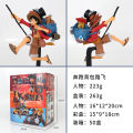 One Piece Figure Running Backpack Luffy Figure Ace Sabo Ornament Pirate Desktop Decoration Stall Merchandise. 