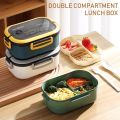 Portable Hermetic Lunch Box 2 Layer Grid Children Student Bento Box with Fork Spoon Leakproof Microwavable Prevent Odor School. 