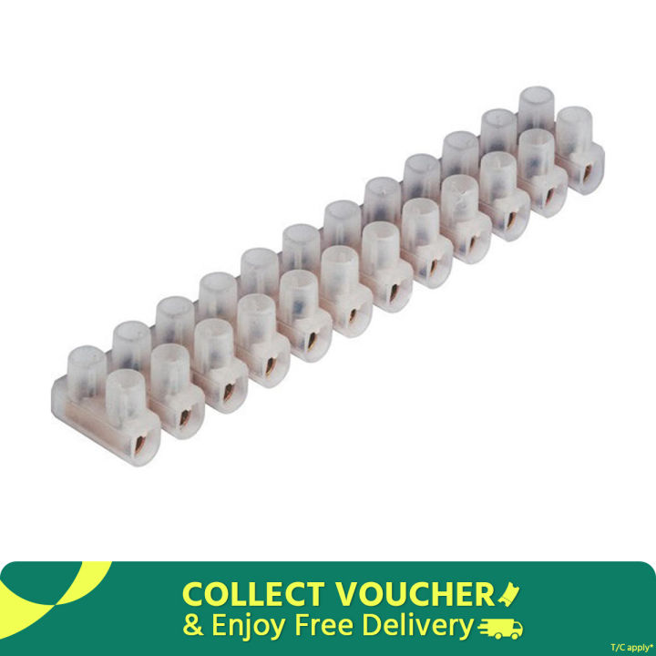 20Amp 12 Way Electrical Cables Joint Terminals AC 220V 20A 12 Point Screws Terminal Connector PVC Plastic Barrier Terminal Block Strip For Wire Joining