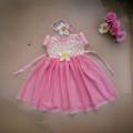 New Baby Girls Fashionable Premium Quality Beautiful Party Dress With HAIR BAND One Piece Baby Dress for 1-7. 