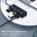 USB 2.0 HUB Multi USB Splitter 4 Ports Expander USB Power Adapter Ultra-thin LED Indicator Power Switch USB HUB for Laptop PC.