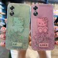 Phone Case For OPPO A17 Back Cover Shiny Ring Case Glitter Soft Transparent Hello Kitty Cases for OPPO A17 Back Cover Stars Moon Girls.