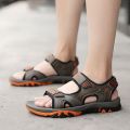 2023Summer Youth Sports Sandals Men's Junior High School Student Slippers Leather All-Match Non-Slip Soft Bottom Beach Shoes.