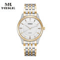 MK MIKE Men's and Women's Waterproof Quartz Watch Steel Band Couple Watch with Business and Leisure Room Gold Watch.