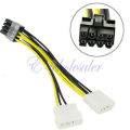 Dual Molex LP4 4 pin to 8 pin PCI-E Express Converter Adapter Power Cable WT. 