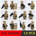 12PCS Special Forces Soldiers Set mini characters s blocks Military series children's educational toys.