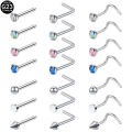 ZS 3-4pcs/lot G23 Titanium Nose Piercing Set 2/3MM Round CZ Crystal Nose Studs 20g Screw Bone L-Shaped Nostril Piercing Jewelry. 