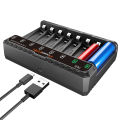 POWERKAN N8 Battery Charger LED can be independently used for 8 1.2V Ni-MH/Cd AA AAA rechargeable batteries USB 5V 2A Type-C.