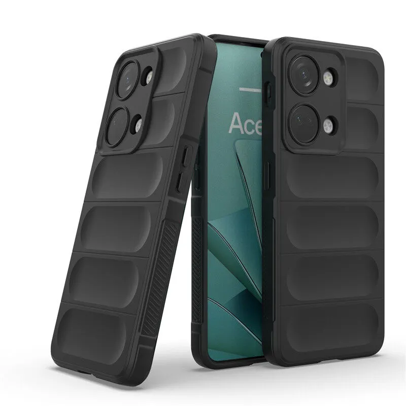 Cover Per OnePlus Nord 3 + 3 Pellicole In Vetro Temperato: Custodia In Silicone TPU Nero, Antiurto, Con Bordi Rialzati