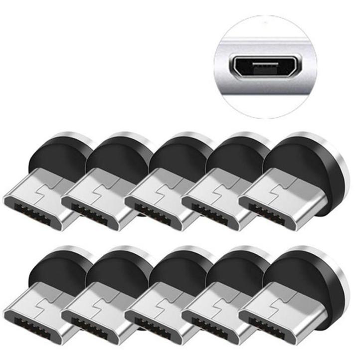 10PCS/SET Round Magnetic Cable Plug Pin Micro-USB Plugs Fast Charging  Phone Magnet Charger Plug magnetic charging