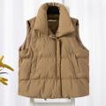 Women Vest Coat Women's Stand Collar Sleeveless Vest Coat with Zipper Placket Pockets Autumn Winter Solid Color Thickened. 