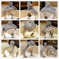 HOYON 18K White Gold Color Diamond Style Ring Set For Women Fine Luxury 925 Sterling Silver Color Moissanite Wedding Jewelry.