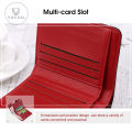 (New)Vocoal Women' Wallet imple Fahion Pure Large Capacity Money Bag Multifunctional Clutch Wallet PU Leather Card Wallet For Women Hap Zipper Co-in Pocket.