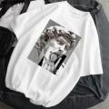 Women T-shirt oversized Monla Lisa Printing Ulzzang Aesthetic T-shirt Harajuku 2021 Summer White Drawing Short Sleeve Tops. 