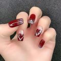 24pcs removeable false nails with glue Gradient Shinny brown coffin glitter Ballet press on nails long full cover nails tip. 