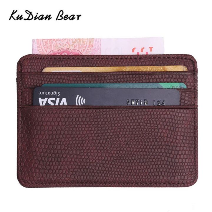 KUDIAN BEAR PU Leather Slim Men Credit Card Holder Organizer Male Wallets Purses Tarjetero Hombre BIH103 PM49