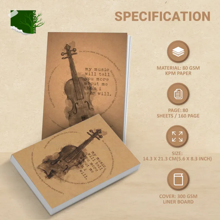 Papertree%20Vintage%20A5%20Notebook%20Drawing%20Sketchpad%20My%20Music%20Will%20Tell%20-%20Image%202