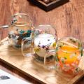 Flower Tea Cup Fillings Dry Flowers Double Wall Glass Cup Heat Resistant Tea Coffee Cups Espresso Milk Mug Espresso Cups. 