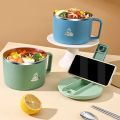 WORTHBUY 1200ML Stainless steel Instant Noodles Bowl With Lid Tableware Portable Lunch Box Microwave Safe Leak Proof Bento Box. 
