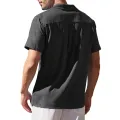 Men Summer Beach Shirt Casual Cotton Linen Solid Color Tops Short Sleeves Lapel T Shirt. 