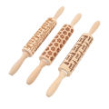 এমবসড রোলিং পিন, বেকিংয়ের জন্য 3Pcs খোদাই করা রোলিং পিন বিয়ারিং ডিজাইন. 