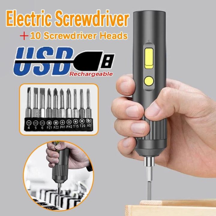 （New）Portable Cordle Electric crewdriver Kit Repair Power Tool UB Rechargeable Electric Drill crewdriver et Houehold Maintenance Button color is random