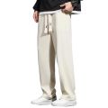 Casual Sports Long Pants Male Garment Men Casual Pants Solid Color Drawstring Elastic Waist Loose Fit Long Trousers Streetwear S.