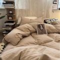 Nordic Yellow Solid Color Bedding Set Flat Bed Sheet Duvet Cover Single Double Full Queen King Bedclothes Ins Pure Bedroom Linen. 