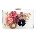 Women Clutch Bag Floral Party Purse Wedding Evening Handbags, White. 