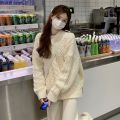 Cable-Knit Pullover Sweater Women 2023 Autumn and Winter New Korean Style Gentle Wind Season Loose Outer Wear Casual Sweater Top.