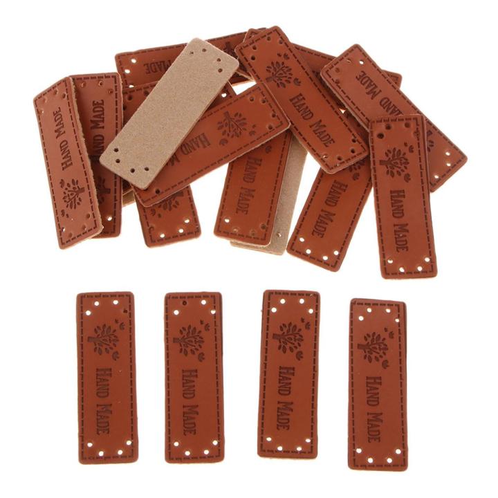 20pcs/Pack Leather Handmade Label Patches Tags DIY Sew Clothes Crafts