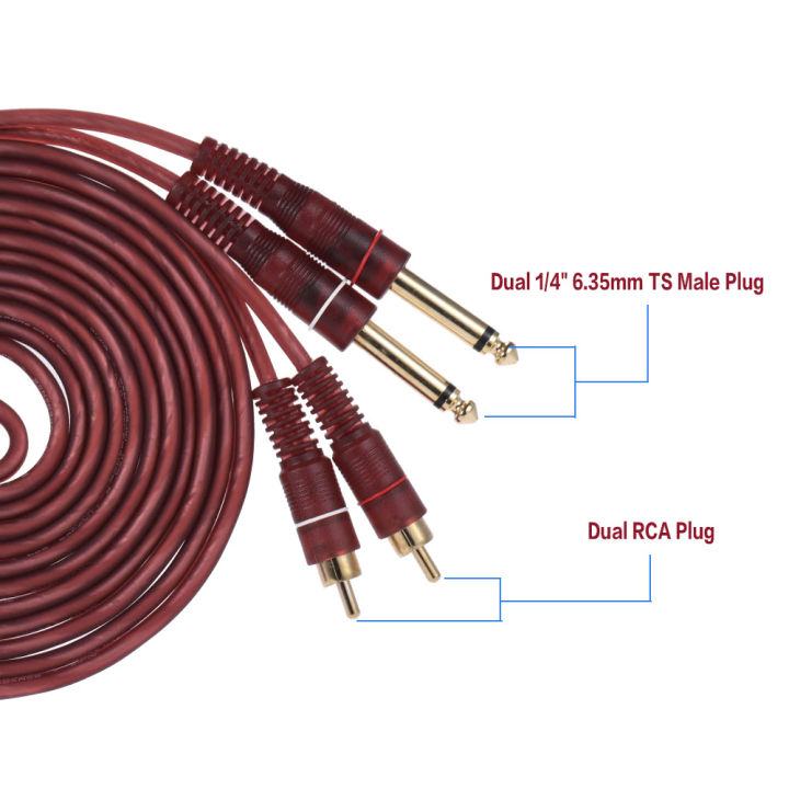 2PL-2RCA%20Heavy%20Duty%201.5M/%203M/5M%202%20Male%20RCA%20Plug%20to%202%20Male%20PL%206.35mm%201/4%20Mono%20Plug%20Jack%20Audio%20Cable%20Cord%20Line%20PL55%20Mixer%20Wire%20-%20Image%202