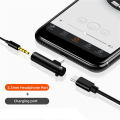 3X 2 In1 Type C Adapter Splitter for to 3.5mm Audio Headphone Charging Jack Earphone AUX Cable Connector-B. 