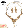 Carat Luxury Women Rhinestone Pendant Chain Necklace Stud Earrings Wedding Jewelry Set. 