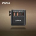 MOMAX Universal Power Adapter, 100W Fast GaN International Travel Adapter, 2PD USB-C+2QC USB-A Travel Plug Adapter, US,UK,EU,AU Universal Charger Adapter. 