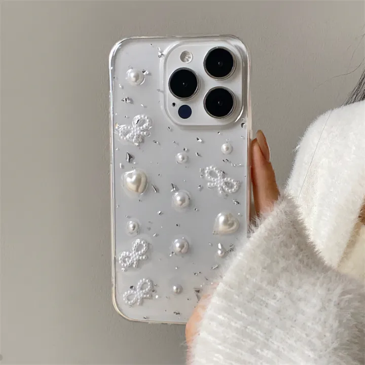 3D%20Pearl%20Bow%20Silver%20Foil%20Epoxy%20Phone%20Case%20For%20iPhone%2015%2014%2013%2012%2011%20Pro%20Max%20XS%20Max%20XR%20X%207%208%20Plus%20Cute%20Clear%20Soft%20Silicone%20Cover%20-%20Image%203
